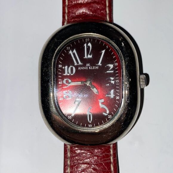 Anne Klein Women\'s Red Leather Band Stainless Steel Back Quartz Watch OS main image 10
